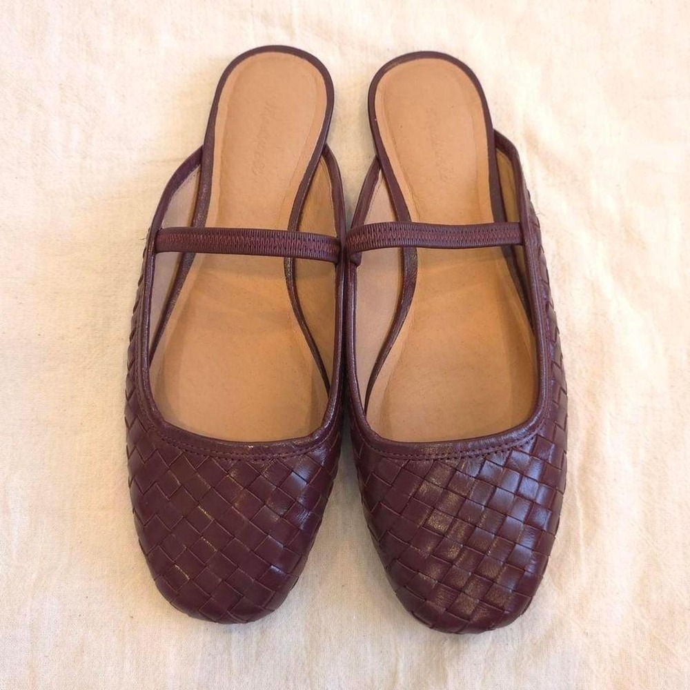 Madewell The Greta Ballet Flat Mule - Deep Merlot Weave/ Size 7.5/ NW205